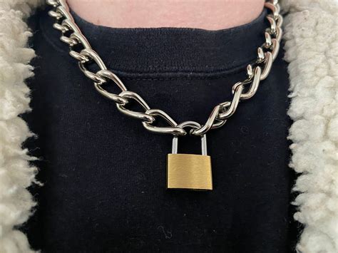 padlock chain necklace men's.